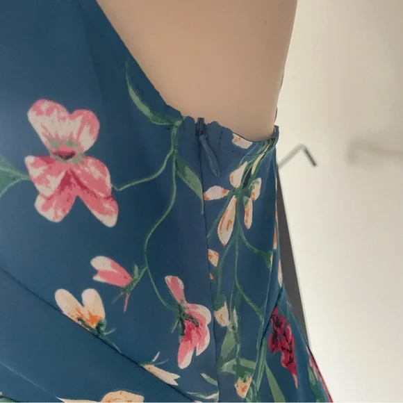 Dress Forum Ruffle Floral High Low Wrap Style Maxi Dress Size Medium Y2K Vibes - Picture 6 of 9